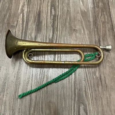 Antique Military US Regulation Stamped Brass Bugle Made In USA With Mouthpiece • $75