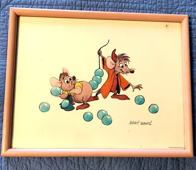 $24.99 • Buy Vtg Cinderella's Gus & Jaq Framed Litho Signed Marc Davis Disney Animator 1988