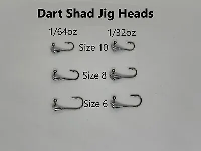 1/64oz - 1/32oz - 1/16oz Dart Shad Jig Heads!  Hand Poured In Wisconsin! 25 Pack • $6