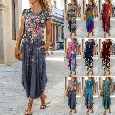 $21.99 • Buy AU Women Summer Boho Beach Maxi Dresses Ladies Holiday Long Sundress Plus Size