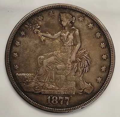 1877 Trade Silver Dollar $1 In XF/AU Condition • $279.94