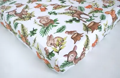 £6.49 • Buy FITTED SHEET FOR COT Bed Bedside Crib Mattress Cover Forest Animals Fox Rabbit