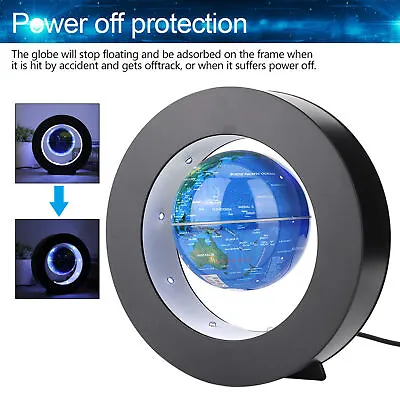 (Blue)Magnetic Levitating Globe Novelty Floating Led Lamp With World Map Anti • £23.10