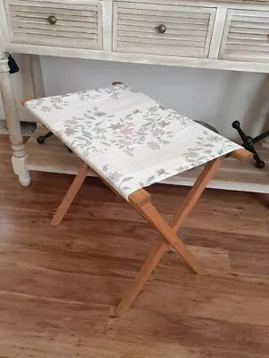 Vtg Mid Century Modern Wooden Folding Stool Table Chair Boho Floral • $57