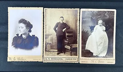Lot Of 3 Antique MARKLE INDIANA Cabinet Card Photos And Funeral Card • $24.95