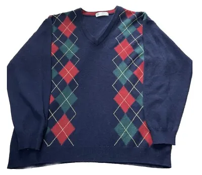 Vintage St Michael Marks And Spencer Jumper Lambswool Large Golf Diamond Pattern • £19.99