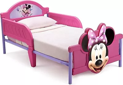 Children Toddler Bed Crib Disney Minnie Mouse Plastic 3D-Footboard Girl Twin Bed • $116.13