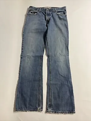 Levi Strauss 527 Mens 34x34 Low Boot Cut Denim Blue Jeans Worn Faded • $19.99