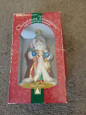 The Brass Key Christmas Ornament Classic Santa 2000 Glass 6  VTG • $9.95