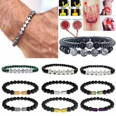 Magnetic Bracelet Beads Hematite Stone Therapy Health Care Weight Loss Jewellery • £4