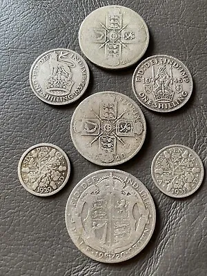 Old English Silver Coins Half Crown Florin Shilling Six Pence (S8) • £20