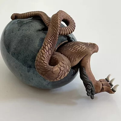 Vintage 1989 Dennis Thompson Snob Hog Studio Pottery Dragon Egg Hatchling Claw • $199