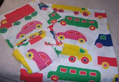 Vintage Marimekko Twin Sheet Set Bo Boo Cars Trucks Vehicles BRIGHT Colorful • $38.50