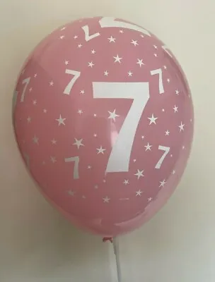 10 X 10  Age 7 Pink Latex Balloons Girls 7th Birthday Party Supplies Decoration • £3.25