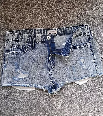 Ladies Jeans Shorts Womens River Island Denim Ripped Distressed Size 14 • £3