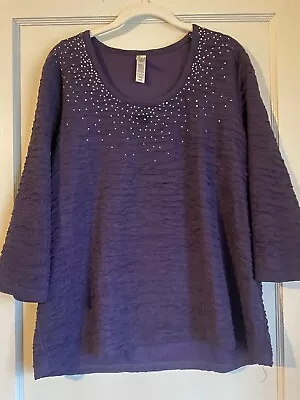 ENDLESS DESIGN Misses Size Large 3/4 Sleeve Pullover Top ~ Textured Fabric • $9.99