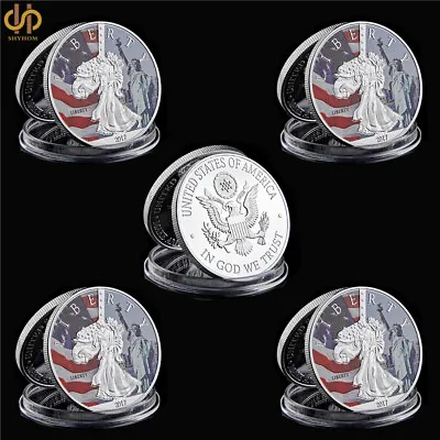 5PCS USA Silver America Military Statue Of Liberty Great Seal Of Challenge Coin • $16.20