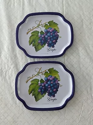 Pair Of Vintage Metal Grape Serving/ Snack Trays Made In Japan 6x7.5 In • $12