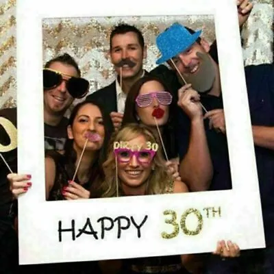 Happy 18/30/40/50/60th 21st Birthday Frame Photo Booth Paper Props Party Decor. • £4.69