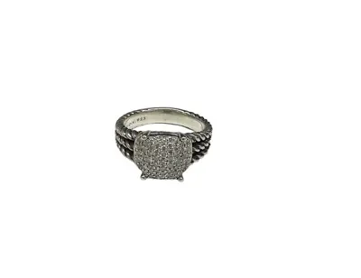David Yurman Petite Wheaton Pave Diamonds Sterling Silver Ring Size 7 • $400