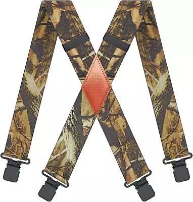 MENDENG Camo Suspenders For Men Heavy Duty Clips Hunting Work Adjustable Braces • $20.96