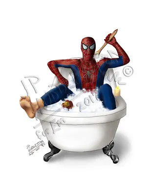 SPIDERMAN * Superhero Bathroom Print JP Huddleston Poster Art Bath Tub  Marvel  • $24.99