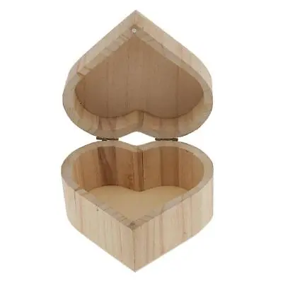 $9 • Buy Unfinished Heart Shape Wooden Jewelry Gift Box Case For  Craft