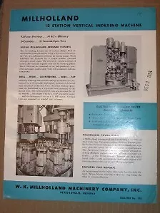 Vtg W.K Millholland Machinery Catalog~Indexing Machine • $1.98