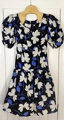 Vintage Miss D By Oscar De La Renta Women’s Drop Waist Dress Floral Black 14 • $124.99