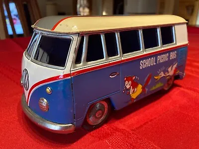 Vintage 1960's Daiya Japan Tin Litho Vw Friction School Picnic Bus Rare! • $750