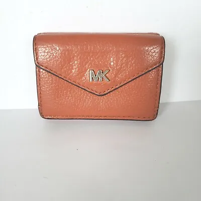 Michael Kors MK Mini Card Holder Bill Coin Orange Wallet Small Compact Logo • $30