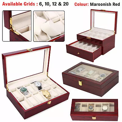 Watch Display Storage Box Jewelry Collection Case Organizer Holder Wooden Gifts • £15.90