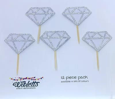 Engagement Party Geometric Diamonds Card Cupcake Cake Topper Engaged Silver Gold • $13.70