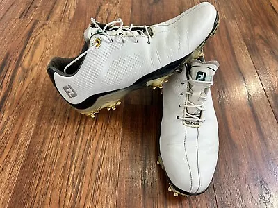 Men’s Footjoy DNA Dryjoy Athletic Golf Shoes Soft Cleat Size 9 White And Navy • $35