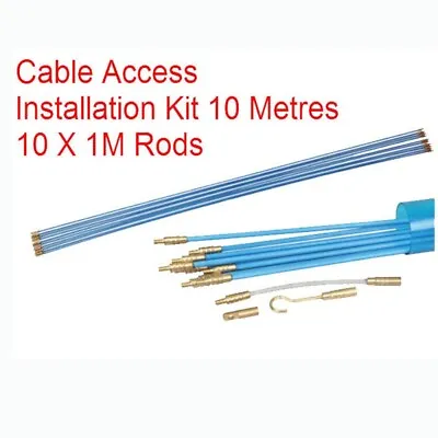 10M Cable Access Kit 1M X 10 Electricians Puller Rods Wires Draw Push Pulling • £11.85