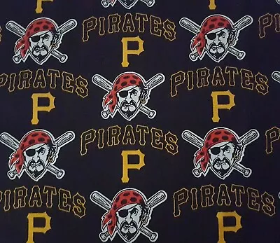 Pittsburgh Pirates Baseball BTY Fabric Traditions 58  Wide On Black MLB • $9.99