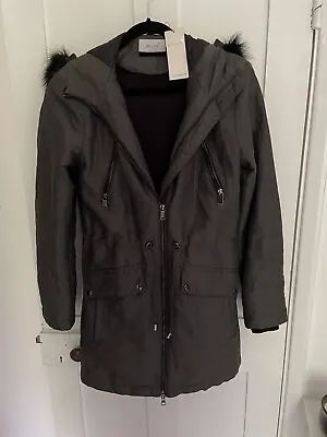 £5.55 • Buy Per Una 6 Stormwear Parka-style Padded Coat, Fleece-lined Charcoal Grey