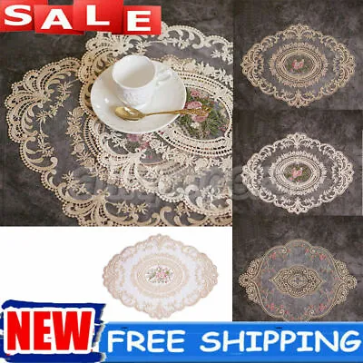 £3.95 • Buy Heat-resistant Lace Fabric Embroidery Placemats Dining Table Mats Pad Doilies