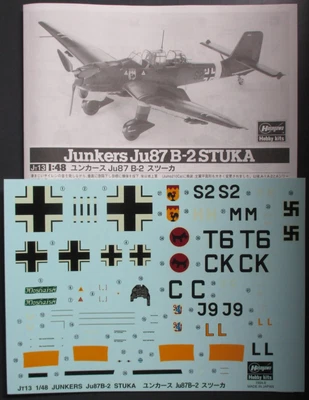 $9.99 • Buy Hasegawa 1/48th Scale Junkers Ju87B-2 Stuka - Decals From Kit No. 09113