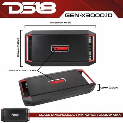 DS18 GEN-X3000.1D 3000 Watt 1 Channel Monoblock Amplifier Class-D Mono Car Amp • $219