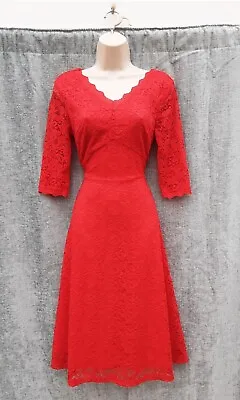 £8.99 • Buy Tea Dress,aline,fit N Flare,red Lace,50s,60's,70's,80's Vintage Style,size 10 Ap