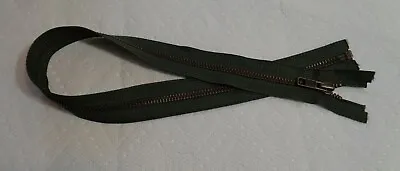 28 Inch Dark Olive / Army Green & Antique Brass #5 YKK Zipper Separating New! • $4.88