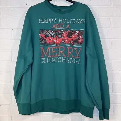 $11.99 • Buy Marvel Deadpool XXL 50/52 Green Christmas Merry Chimichanga Sweatshirt 