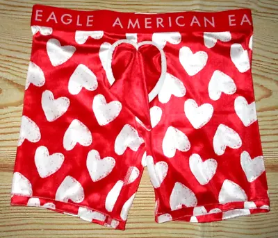 Mens American Eagle Costume Pouch Stretch Velvet Hearts Boxer Brief M (32/34) • $19.90