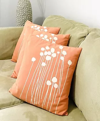 Lotta Jansdotter Set 3 Handmade Abo Blooming Buds Throw Pillows Orange MCM 20  • $39.99