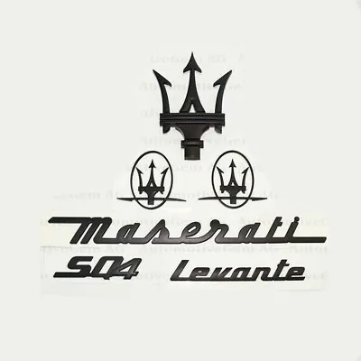For Maserati Emblem Levante SQ4 Grille Trident Side Matte Black Badge Sticker • $78.95