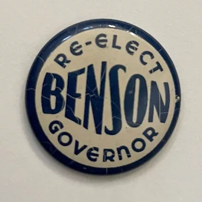 Vintage 1930s Minnesota Re-Elect Governor Elmer Benson Campaign Pin Pinback • $19.95