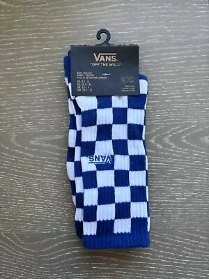 Vans Off The Wall Crew Socks Men’s Size 6.5 - 9 Checkered Blue New • $11.99