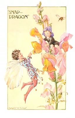 Fantasy Postcard S/A Margaret Tarrant Snap Dragon Fairy Medici Society 413 • $13.49