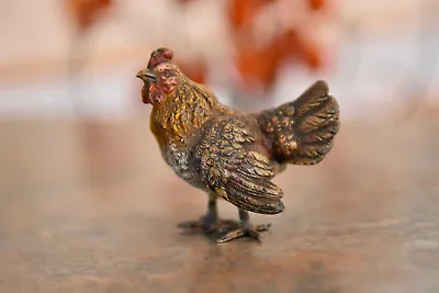 Antique Bergmann CHICKEN Hen Vienna Austrian Bronze Cold Painted Figurine • $105